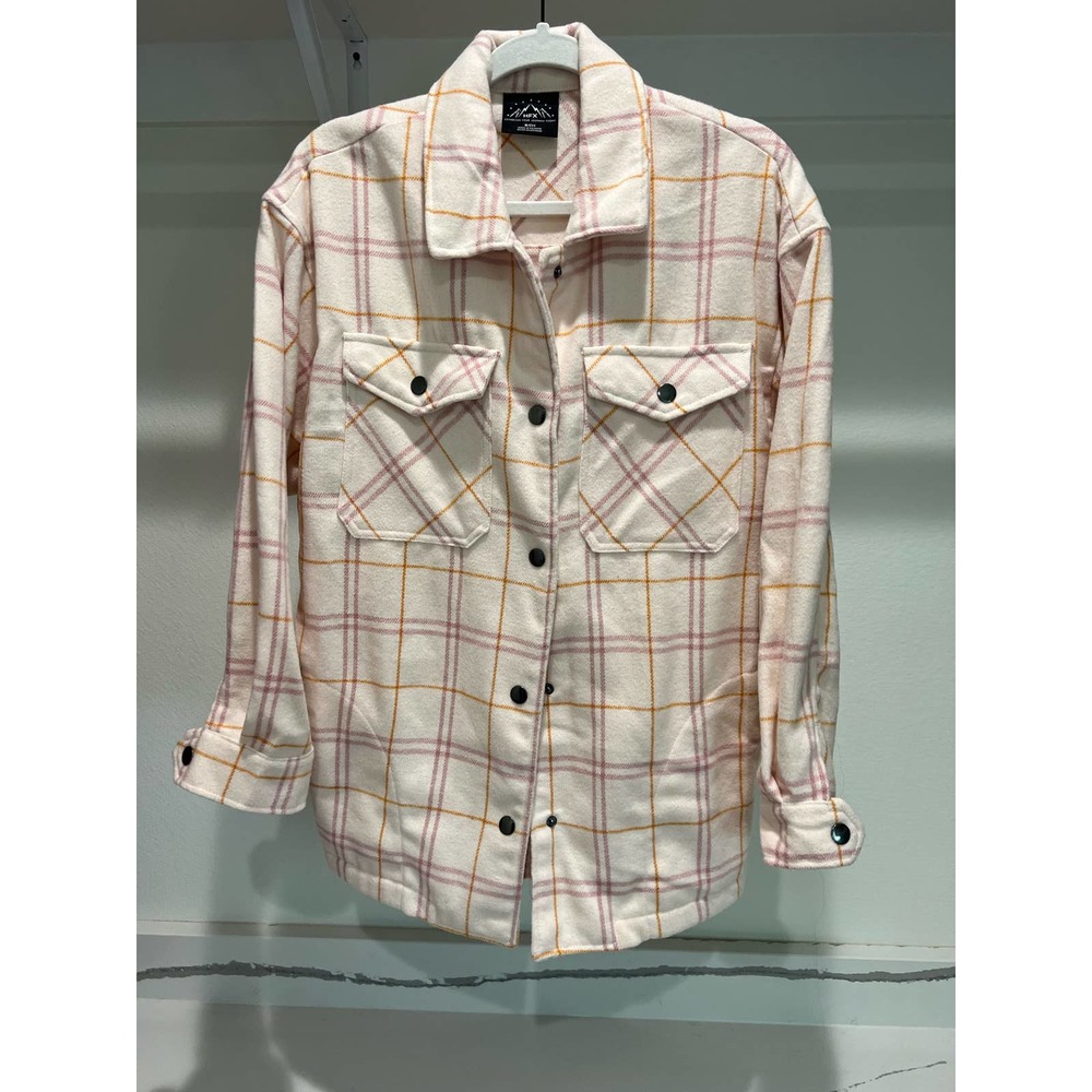 HFX Oversized Fleece Shacket Plaid Women's Button Up Jacket Coat Size Small